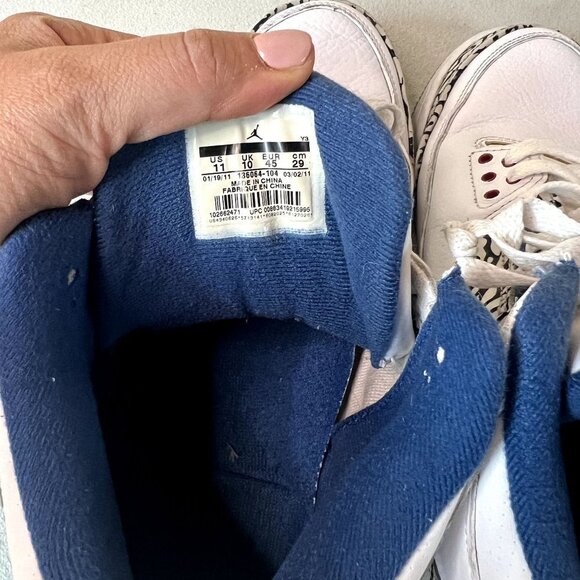 Nike Air Jordan Retro 3 White and True Blue 136064-104 2011 US Size 11 - Picture 5 of 6